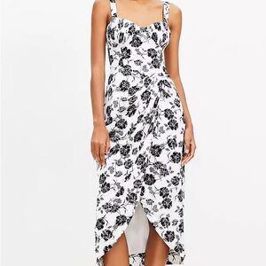 Loft - Floral Black and White Dress